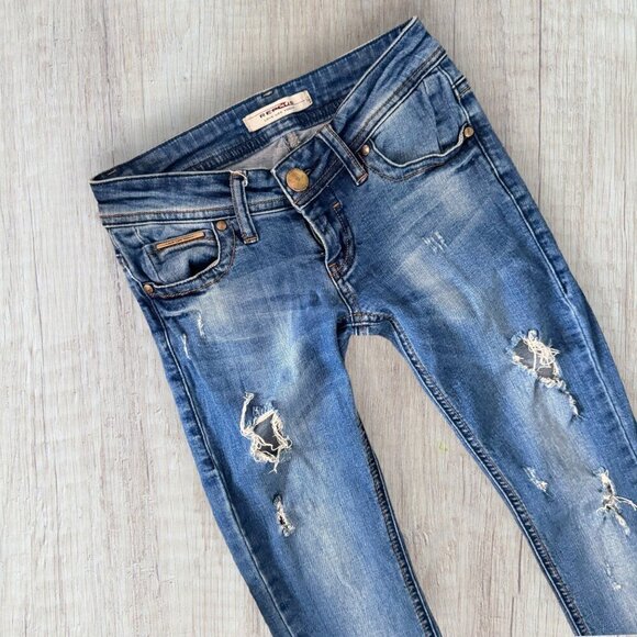 REPLUS Stretch Denim Low Rise Skinny Distressed Denim Jeans Made In Turkey 27 - Picture 2 of 8